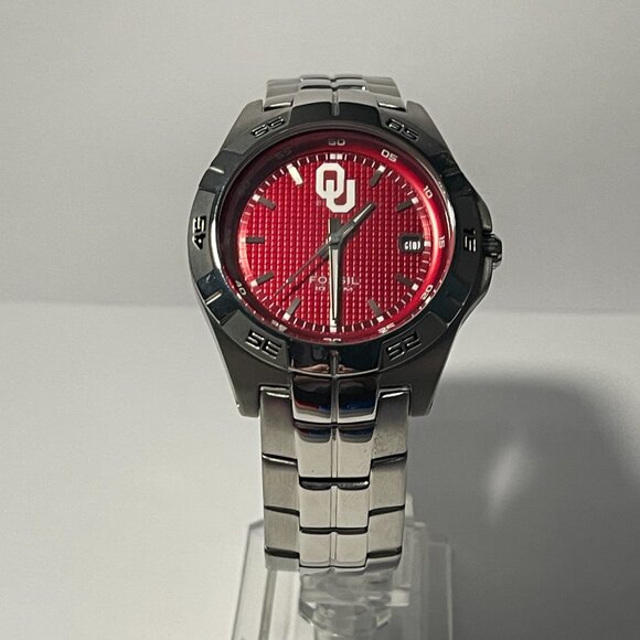 Oklahoma Sooners NCAA Stainless-Steel Watch by Fossil NEW (RARE) - Picture 1 of 8